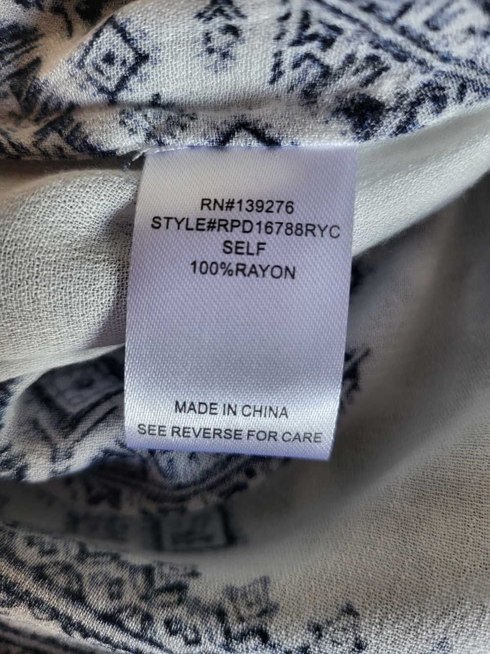 NWT Daniel Rainn Amely Split Neck Top White Blue Boho Tunic Blouse XL - Picture 8 of 8